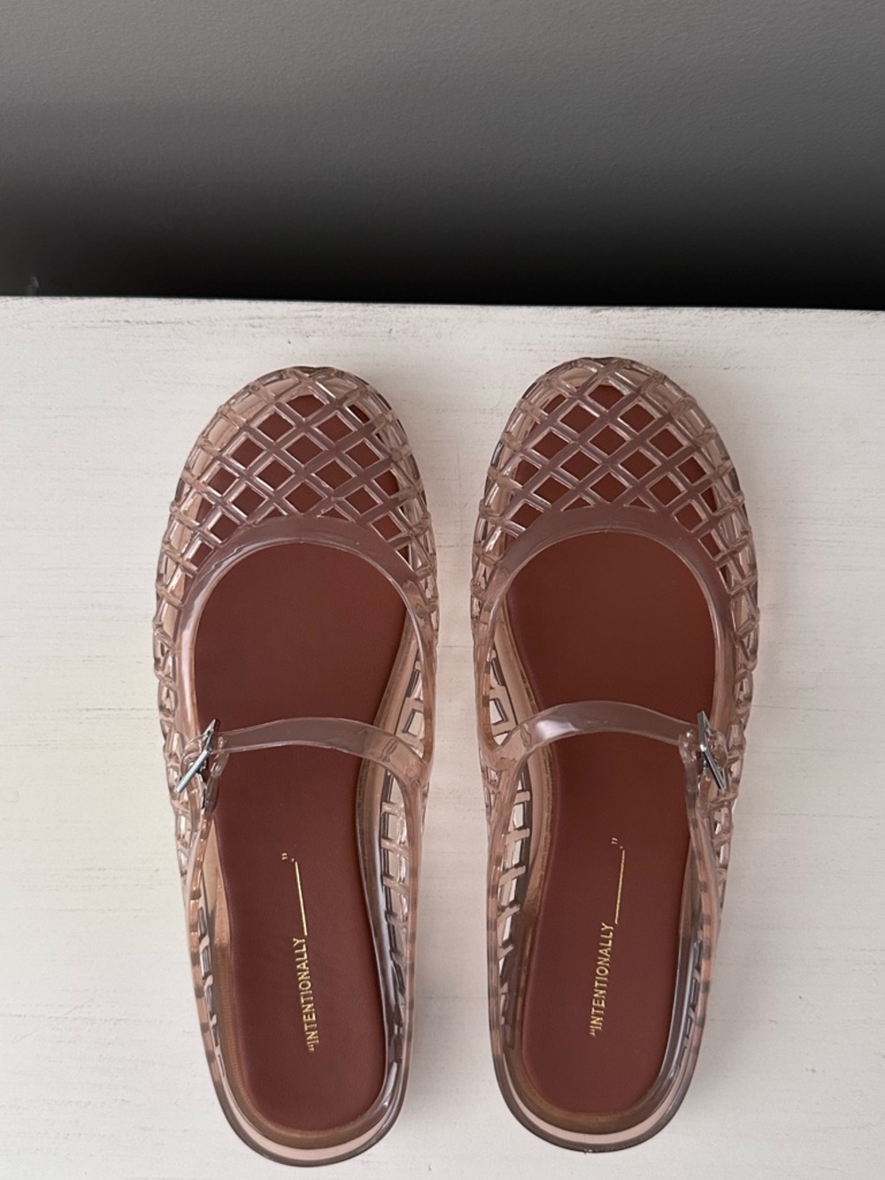 Transparent Pink Jelly Mary Jane Flats